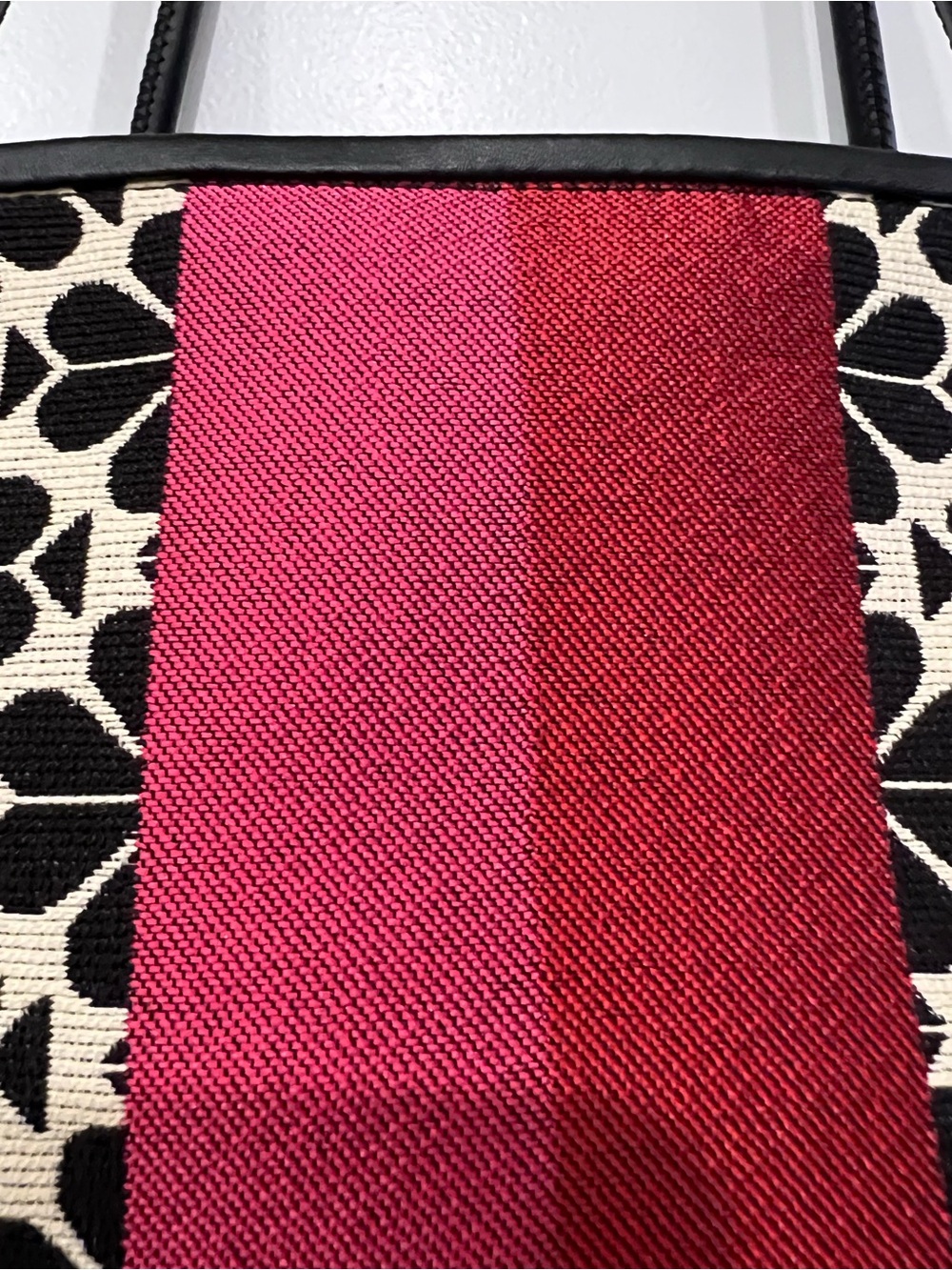 kate spade (Rare) Black & Cream spade floral Tote with Red Center Stripe - Picture 4 of 16